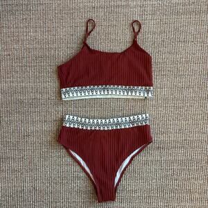 Rust Ribbed Two Piece Bikini Set